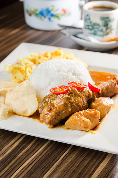 Curry chicken rice stock photo