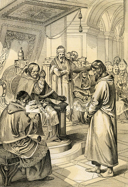 pope gregory vii and emperor henry iv - antique illustration - pope 幅插畫檔、美工圖案、卡通及圖標