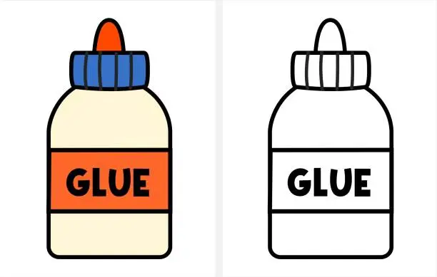 Vector illustration of Glue bottle coloring page for kids