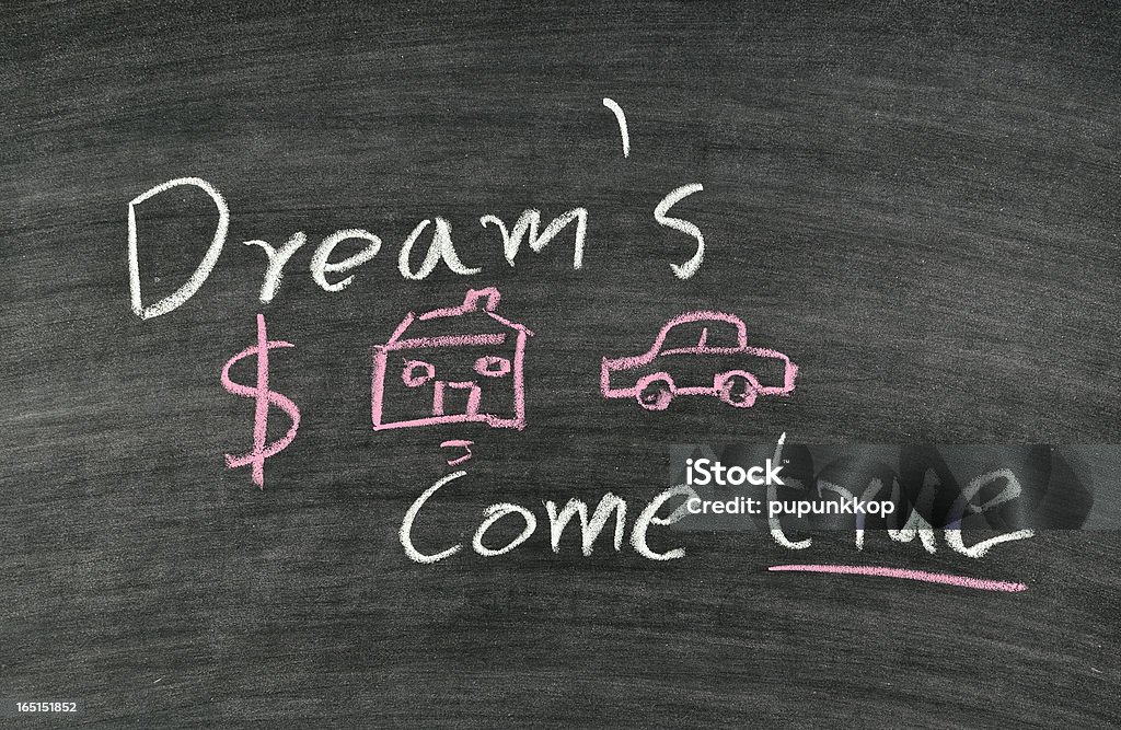 ] de sonhos da realidade palavras escritas nos chalkboard - Foto de stock de Aspiração royalty-free
