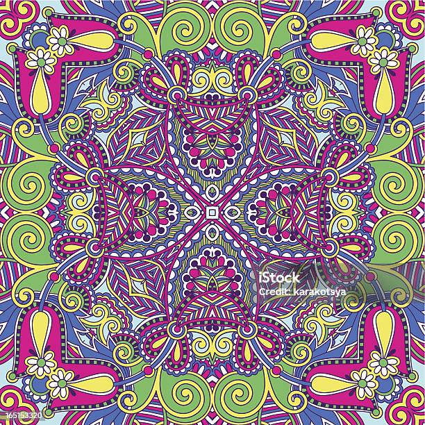 Ilustración de Decorativa Flores Paisley Bandanna Tradicional y más Vectores Libres de Derechos de Decoración - Artículos domésticos - Decoración - Artículos domésticos, Decoración - Objeto, Diseño - Temas