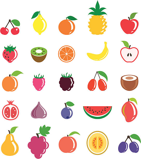 owoce - peach fruit portion orange stock illustrations