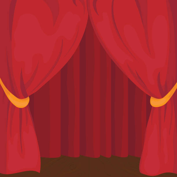 ilustrações, clipart, desenhos animados e ícones de cortina de palco - curtain red stage theater stage