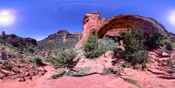 The Vultee Arch Trail is located North of Sedona, Arizona.