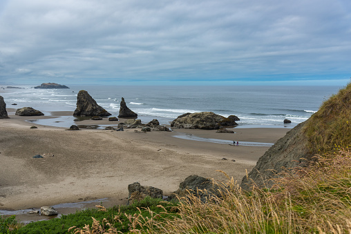 Beach scene landscape seascape at Face Rock State Park, Bandon, Oregon Coast