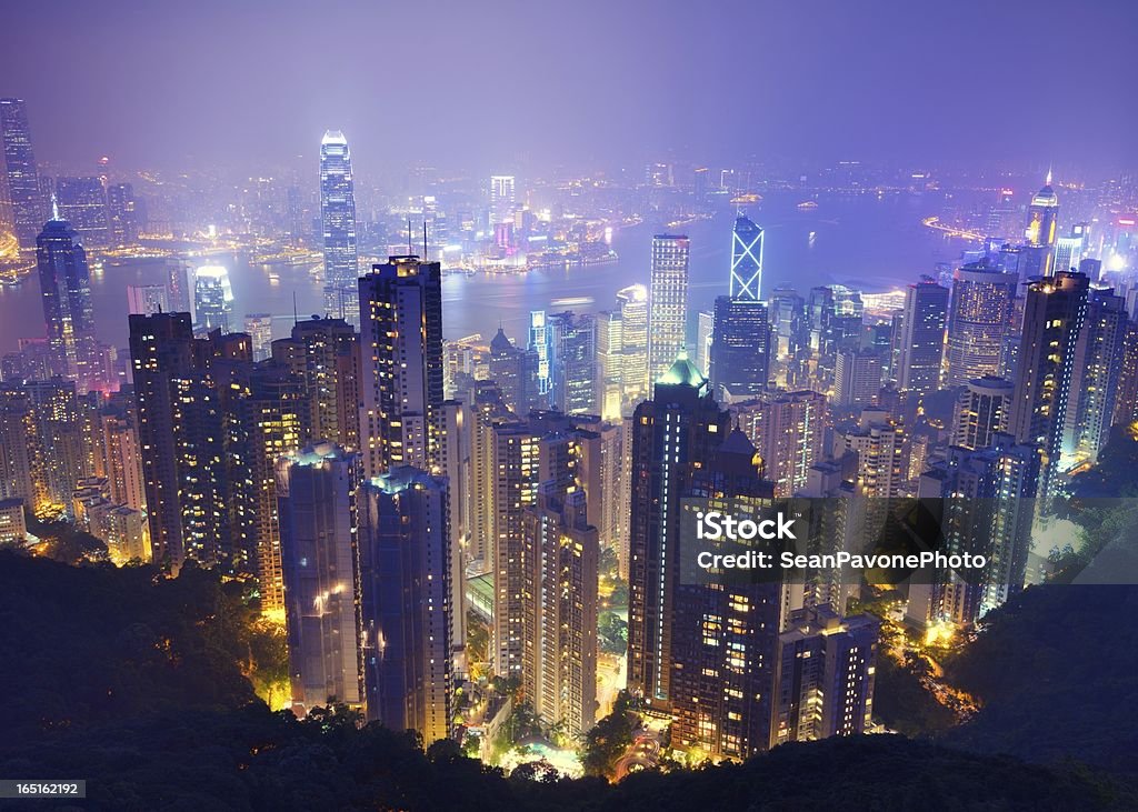 Hong Kong Skyline View of Hong Kong from Victoria Peak Apartment Stock Photo