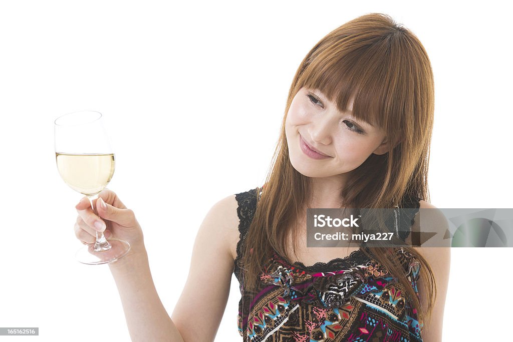 La femme ayant un verre de vin - Photo de Adulte libre de droits