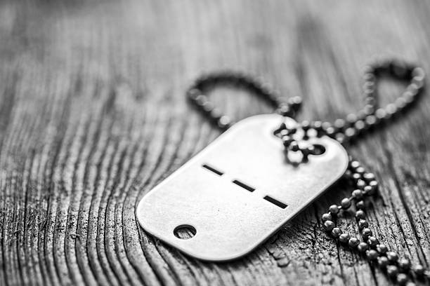 istock Old dog tag with blank space on wooden background 165163046