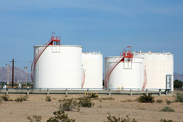 istock Industrial Storage Tanks With Red Stairs 165163223