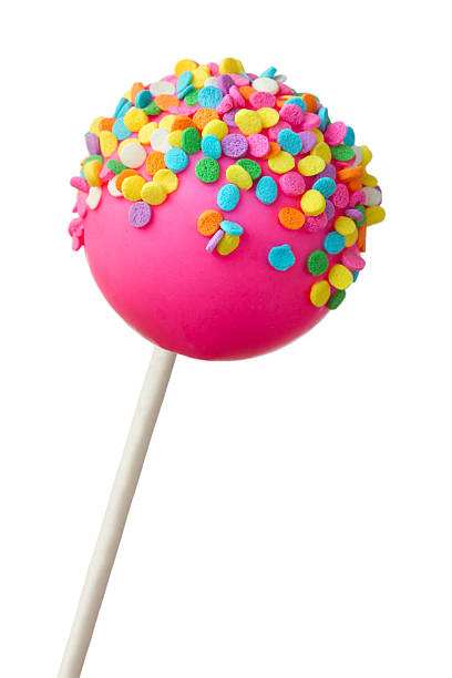 istock Pink cake pop with a white stick and multicolored circles 165167217