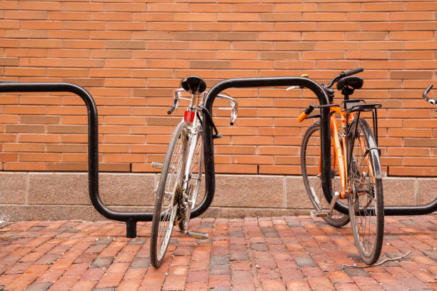 istock Bicycles parked next to the brick wall in Distillery District 165167905