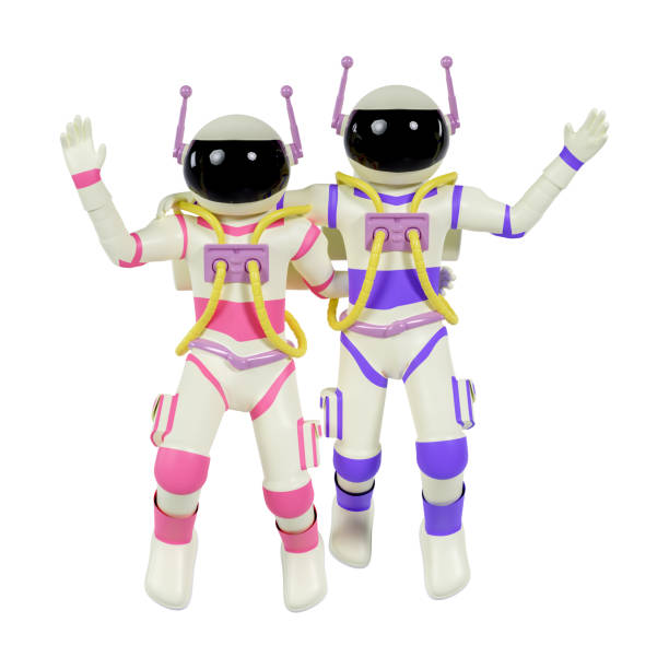 istock 3d illustration of a happy astronaut couple with floating pose. 3d rendering 1651683288