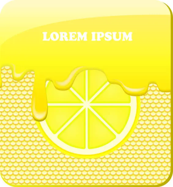 Vector illustration of Lemon ice cream with waffle background vector.