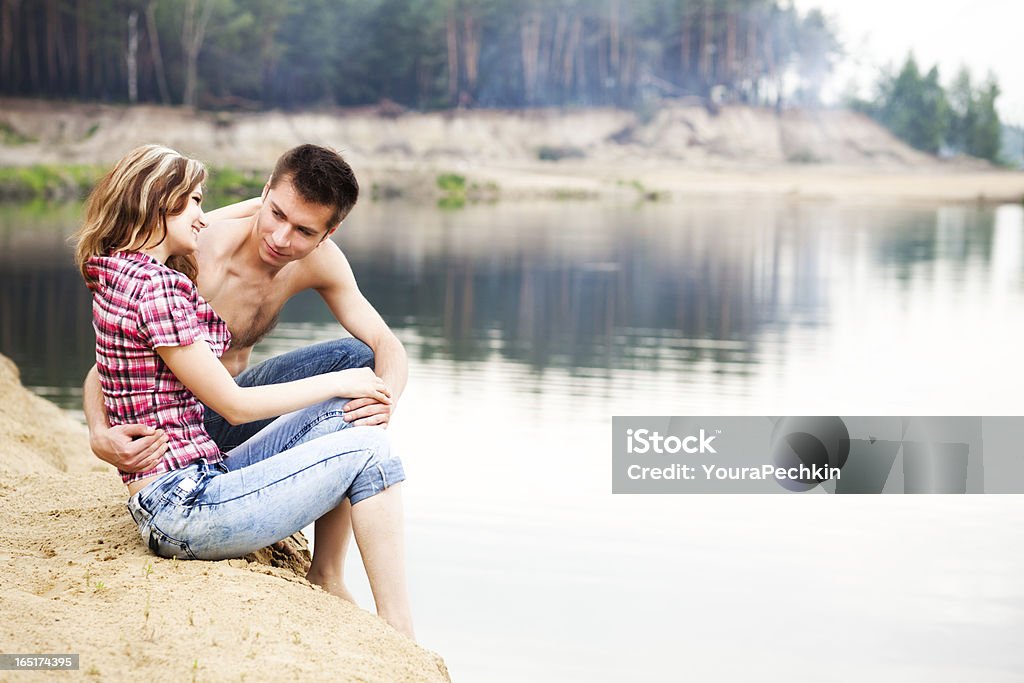Lovers at nature Young couple outdoors portrait Adult Stock Photo