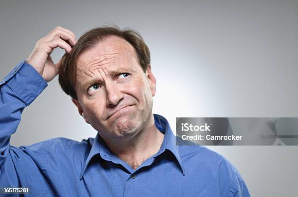 Confusion Portrait Stock Photo - Download Image Now - Confusion, Scratching Head, Mature Men