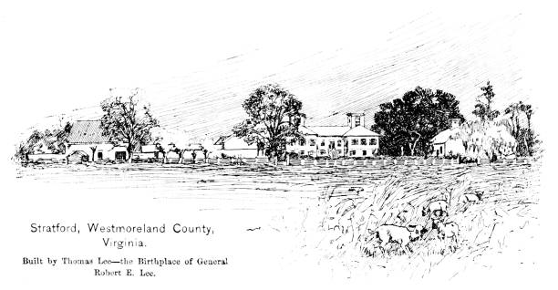 Confederate General Robert E. Lee's Birthplace, Stratford Westmoreland County, Virginia   19th Century American Civil War History Birthplace of Confederate General Robert E. Lee in Stratford Westmoreland County, Virginia. Illustration engraving published 1896. Original edition is from my own archives. Copyright has expired and is in Public Domain. rail fence stock illustrations