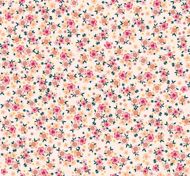 Vector illustration of Floral liberty pattern. Plant background for fashion, tapestries, prints.