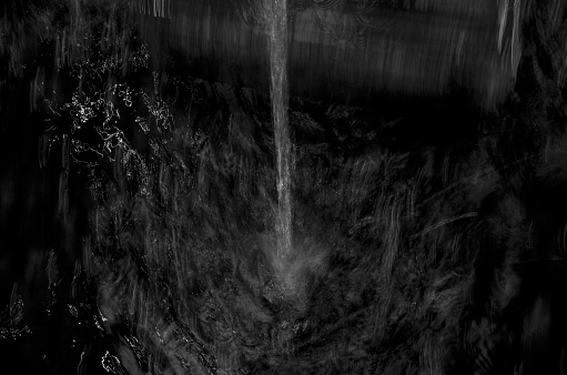 Fountain water in slow motion in monochrom