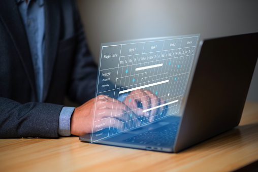 Project Management Concept Businessman Working With Schedule Plan To ...