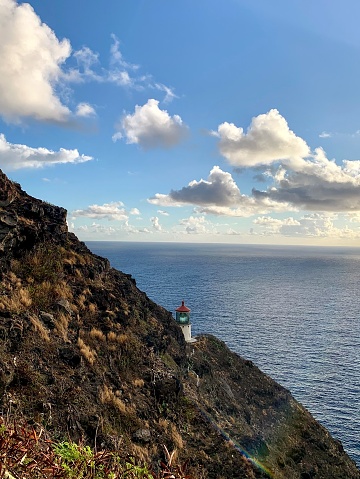 A glipse of the Makapu‘u Point Lighthouse from the bend of the trail.