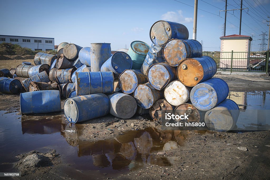 Umweltverschmutzung chemische Öl Trommeln - Lizenzfrei Giftmüll Stock-Foto