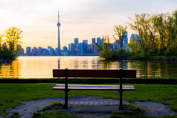 istock Toronto cityscape with CN Tower and baseball stadium at dusk 165186408