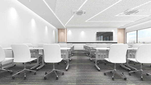 istock Meeting room space or seminar in the office building,3d rendering 1651867937