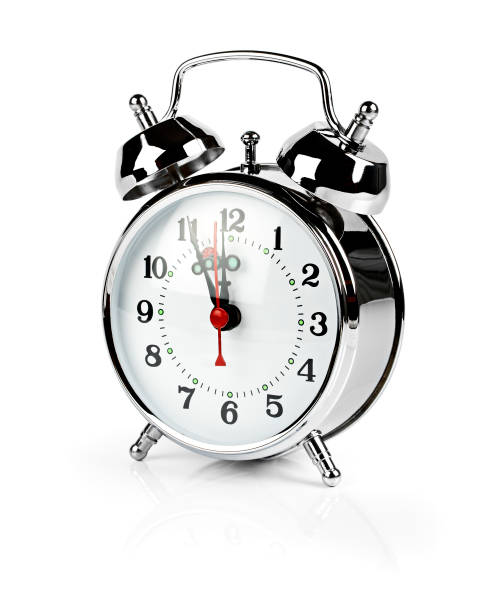 istock Retro alarm clock, just before deadline, isolated Clipping path 165186922