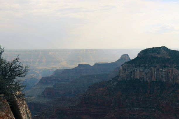 The Grand Canyon offering a dramatic view while shrouded in the haze of wildfire smoke.