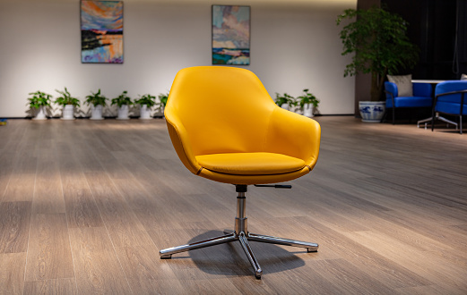 yellow armchairs in the corporate interior lounge area