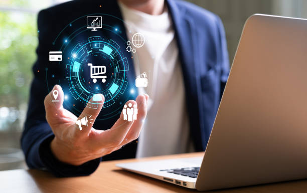 istock Business or entrepreneur using computer for E-commerce or online shopping business with SEO and customer data management with global online sale platform. 1651897848