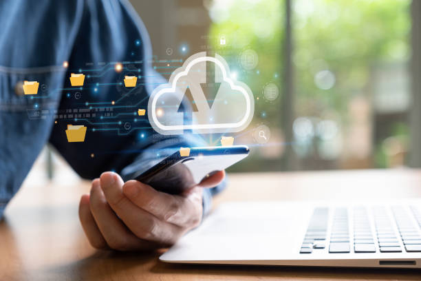 istock Business person migrate data and corporate information into cloud technology for data security and back up as disaster recovery site and prevent for cyber crime. Data inventory for enterprise. 1651901014