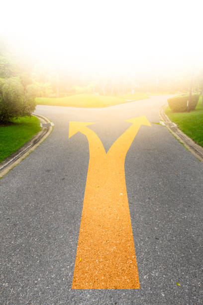 Old way or new way (in yellow) roadmarking
