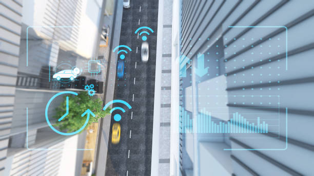 istock Detection and communication systems during driving.autonomous cars. Driverless cars. Self-driving cars.3d rendering 1651922626