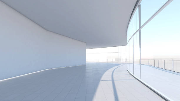 istock enormous white hall with exterior lighting large internal architecture white open space, 3d rendering 1651923137