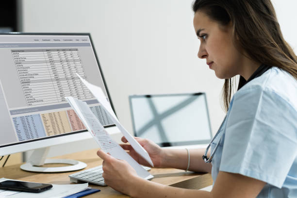 Medical Bill Codes And Spreadsheet Data stock photo
