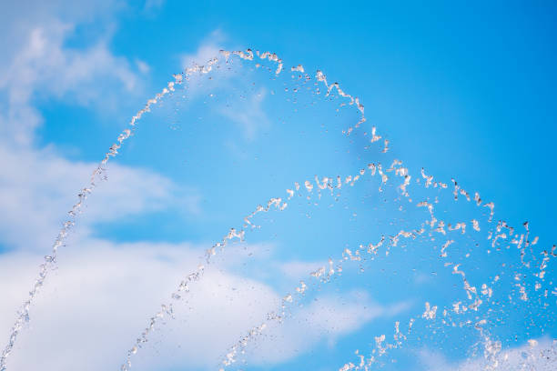 istock Splashes of water against the blue sky background 1652009424