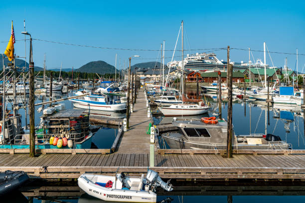 vue sur marina à ketchikan, alaska, états-unis - sport ketchikan alaska usa photos et images de collection