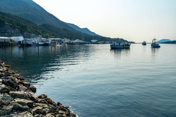 widok przystani w ketchikan, alaska, stany zjednoczone - creek street zdjęcia i obrazy z banku zdjęć