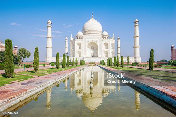 Taj Mahal Agra India Reflejos Foto de stock y más banco de imágenes de Taj Mahal - Taj Mahal, India, Agra