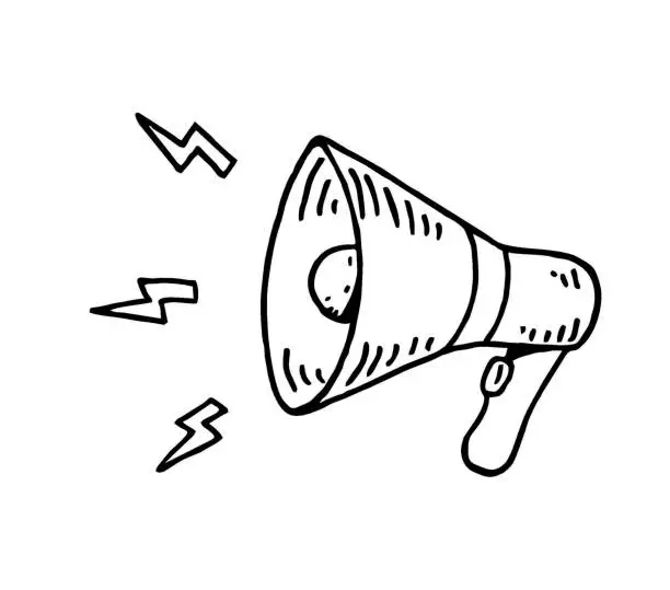 Vector illustration of Hand drawn megaphone