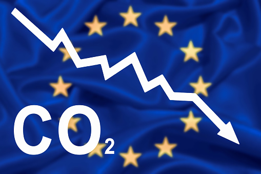 reducing co2 emissions in european union. Ecology and Sustainable Environment. Reduce Co2 Emissions concepts, Global Warming, and Climate Change Energy Conservation, Sustainable Development