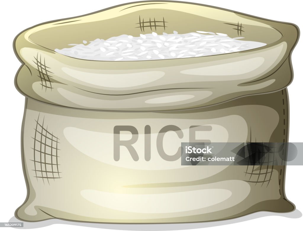 Saco de arroz branco - Vetor de Arroz - Alimento básico royalty-free