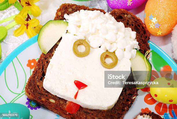 Easter Sandwich With Sheep Head For Child Stock Photo - Download Image Now - Animal, Animal Body Part, Animal Head