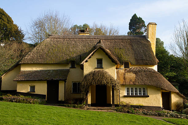 istock Thatched cottage in an English village 165210411
