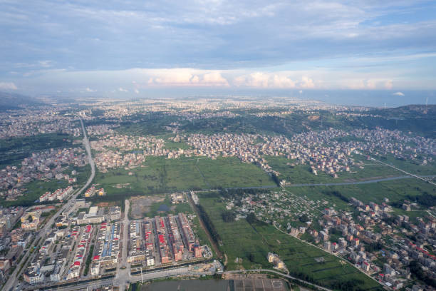 istock Aerial view of urban buildings and fields 1652105849