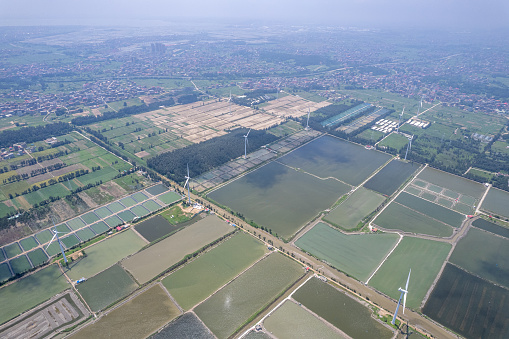 Aerial view of mudflat for aquaculture