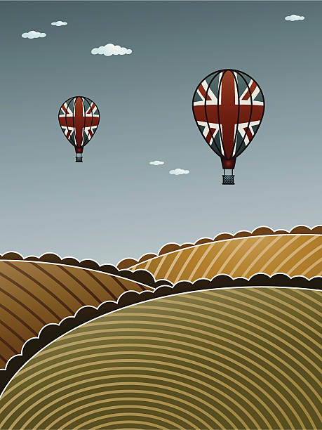 Gorące powietrze Balony Wielkiej Brytanii – artystyczna grafika wektorowa