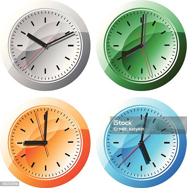 Ilustración de Reloj De Pared Ilustración Vectorial y más Vectores Libres de Derechos de Blanco - Color - Blanco - Color, Brillante, Color negro