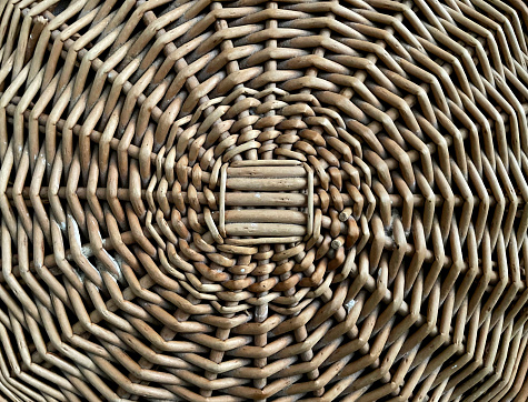 Laundry rattan basket isolated on white background.Cloth rattan basket isolated